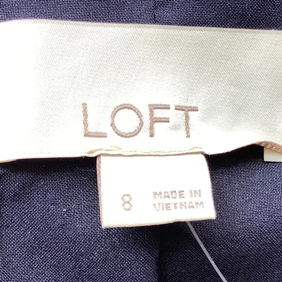 LOFT Navy Blue Herringbone Knit Blue Elbow Patch Blazer SZ 8 - Picture 4 of 15